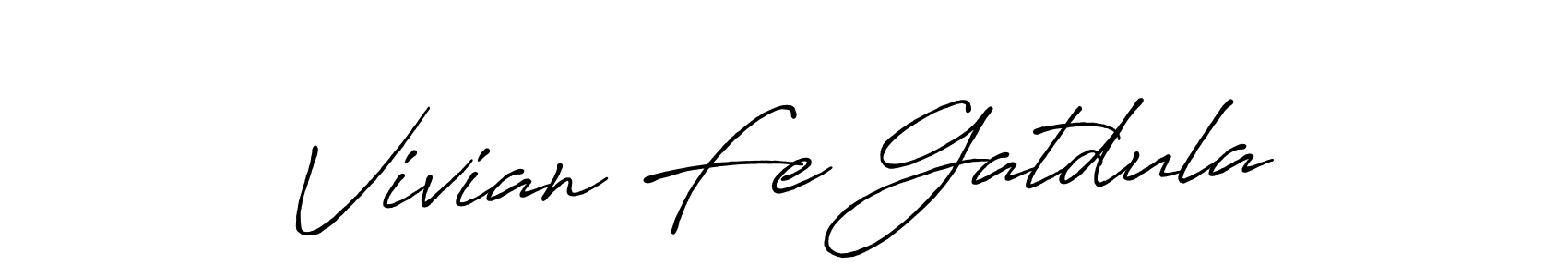 Create a beautiful signature design for name Vivian Fe Gatdula. With this signature (Antro_Vectra_Bolder) fonts, you can make a handwritten signature for free. Vivian Fe Gatdula signature style 7 images and pictures png