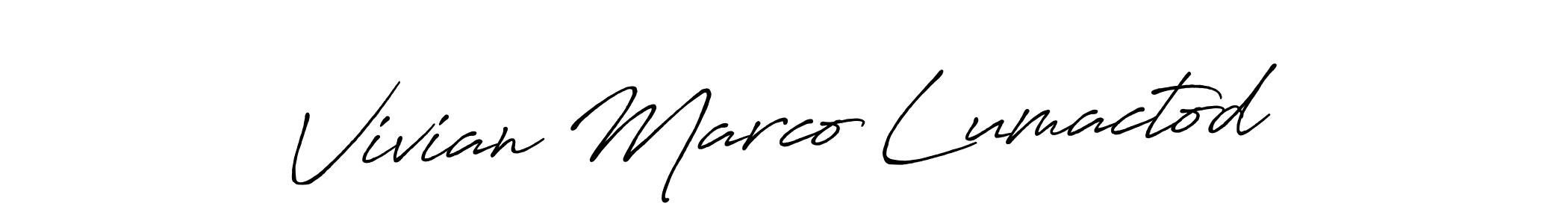 Create a beautiful signature design for name Vivian Marco Lumactod. With this signature (Antro_Vectra_Bolder) fonts, you can make a handwritten signature for free. Vivian Marco Lumactod signature style 7 images and pictures png