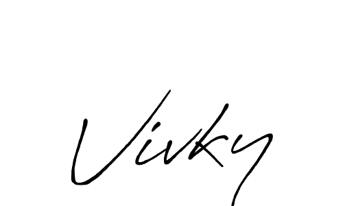 How to make Vivky name signature. Use Antro_Vectra_Bolder style for creating short signs online. This is the latest handwritten sign. Vivky signature style 7 images and pictures png