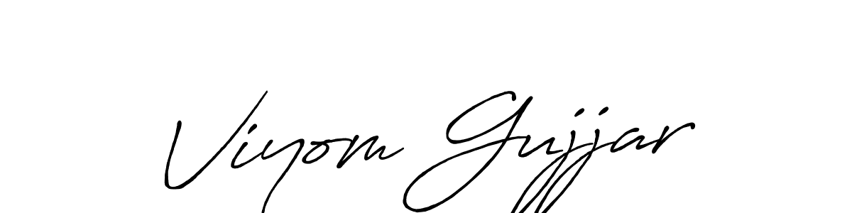 The best way (Antro_Vectra_Bolder) to make a short signature is to pick only two or three words in your name. The name Viyom Gujjar include a total of six letters. For converting this name. Viyom Gujjar signature style 7 images and pictures png
