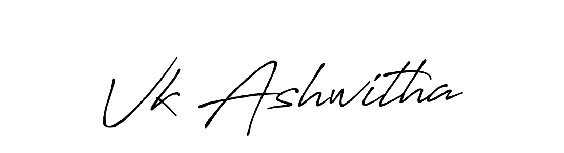 How to make Vk Ashwitha name signature. Use Antro_Vectra_Bolder style for creating short signs online. This is the latest handwritten sign. Vk Ashwitha signature style 7 images and pictures png