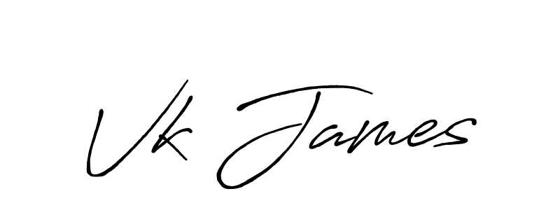 The best way (Antro_Vectra_Bolder) to make a short signature is to pick only two or three words in your name. The name Vk James include a total of six letters. For converting this name. Vk James signature style 7 images and pictures png