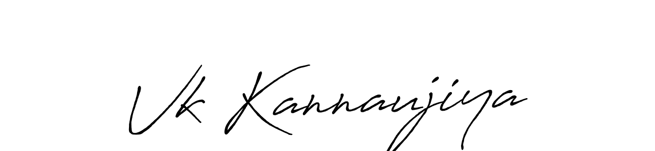 Create a beautiful signature design for name Vk Kannaujiya. With this signature (Antro_Vectra_Bolder) fonts, you can make a handwritten signature for free. Vk Kannaujiya signature style 7 images and pictures png