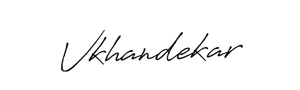 Create a beautiful signature design for name Vkhandekar. With this signature (Antro_Vectra_Bolder) fonts, you can make a handwritten signature for free. Vkhandekar signature style 7 images and pictures png