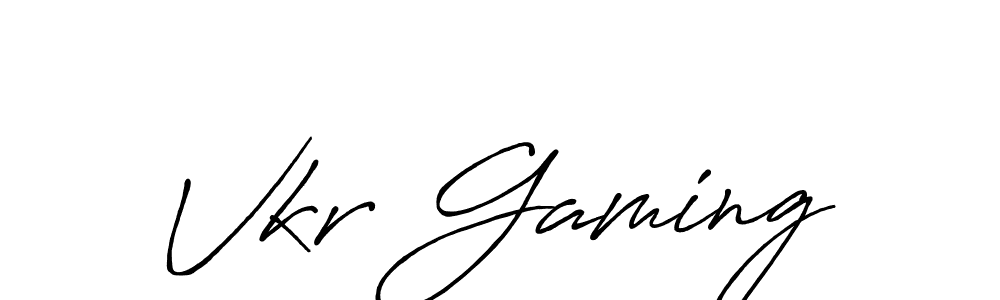 Use a signature maker to create a handwritten signature online. With this signature software, you can design (Antro_Vectra_Bolder) your own signature for name Vkr Gaming. Vkr Gaming signature style 7 images and pictures png