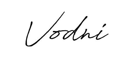 A sleek calligraphic signature for name Vodni utilizing Antro_Vectra_Bolder styling. Great for adding personal signatures to photos and art. Vodni signature style 7 images and pictures png