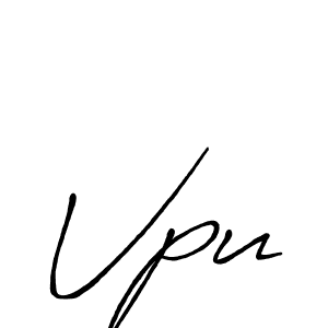 Use a signature maker to create a handwritten signature online. With this signature software, you can design (Antro_Vectra_Bolder) your own signature for name Vpu. Vpu signature style 7 images and pictures png