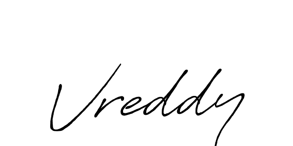 Make a beautiful signature design for name Vreddy. With this signature (Antro_Vectra_Bolder) style, you can create a handwritten signature for free. Vreddy signature style 7 images and pictures png