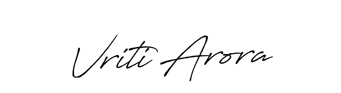 How to make Vriti Arora name signature. Use Antro_Vectra_Bolder style for creating short signs online. This is the latest handwritten sign. Vriti Arora signature style 7 images and pictures png