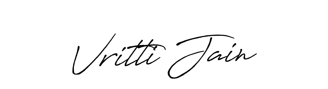 How to make Vritti Jain name signature. Use Antro_Vectra_Bolder style for creating short signs online. This is the latest handwritten sign. Vritti Jain signature style 7 images and pictures png