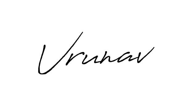 Create a beautiful signature design for name Vrunav. With this signature (Antro_Vectra_Bolder) fonts, you can make a handwritten signature for free. Vrunav signature style 7 images and pictures png