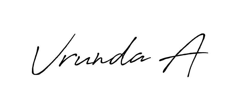 Create a beautiful signature design for name Vrunda A. With this signature (Antro_Vectra_Bolder) fonts, you can make a handwritten signature for free. Vrunda A signature style 7 images and pictures png