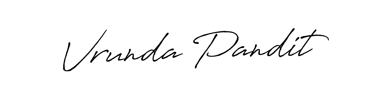 Similarly Antro_Vectra_Bolder is the best handwritten signature design. Signature creator online .You can use it as an online autograph creator for name Vrunda Pandit. Vrunda Pandit signature style 7 images and pictures png