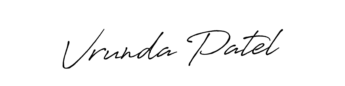 It looks lik you need a new signature style for name Vrunda Patel. Design unique handwritten (Antro_Vectra_Bolder) signature with our free signature maker in just a few clicks. Vrunda Patel signature style 7 images and pictures png