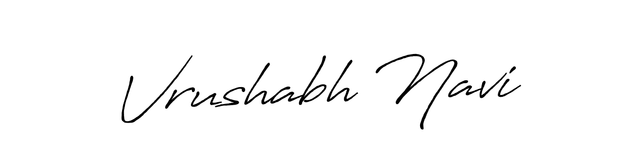 How to make Vrushabh Navi name signature. Use Antro_Vectra_Bolder style for creating short signs online. This is the latest handwritten sign. Vrushabh Navi signature style 7 images and pictures png