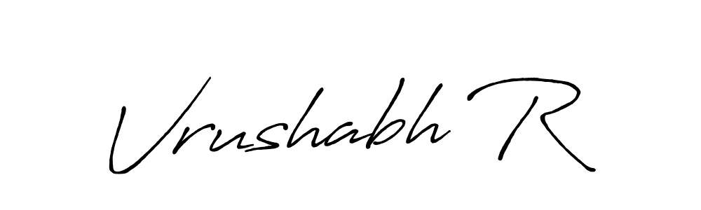 How to make Vrushabh R name signature. Use Antro_Vectra_Bolder style for creating short signs online. This is the latest handwritten sign. Vrushabh R signature style 7 images and pictures png