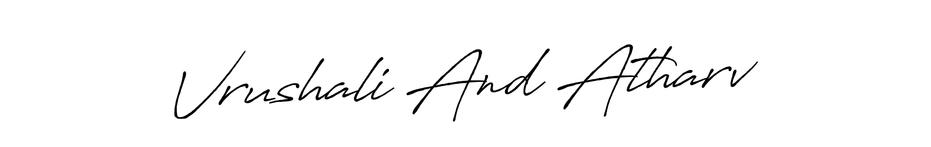 Check out images of Autograph of Vrushali And Atharv name. Actor Vrushali And Atharv Signature Style. Antro_Vectra_Bolder is a professional sign style online. Vrushali And Atharv signature style 7 images and pictures png