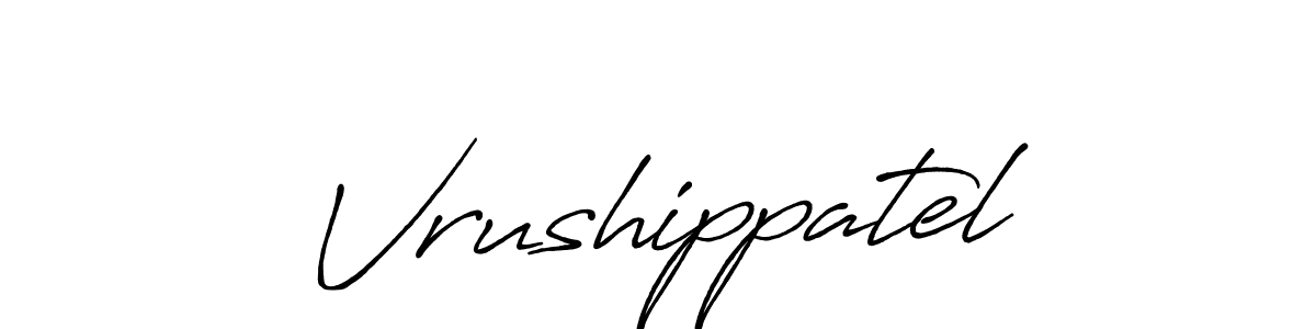 Create a beautiful signature design for name Vrushippatel. With this signature (Antro_Vectra_Bolder) fonts, you can make a handwritten signature for free. Vrushippatel signature style 7 images and pictures png