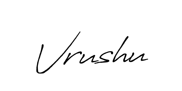 Vrushu stylish signature style. Best Handwritten Sign (Antro_Vectra_Bolder) for my name. Handwritten Signature Collection Ideas for my name Vrushu. Vrushu signature style 7 images and pictures png