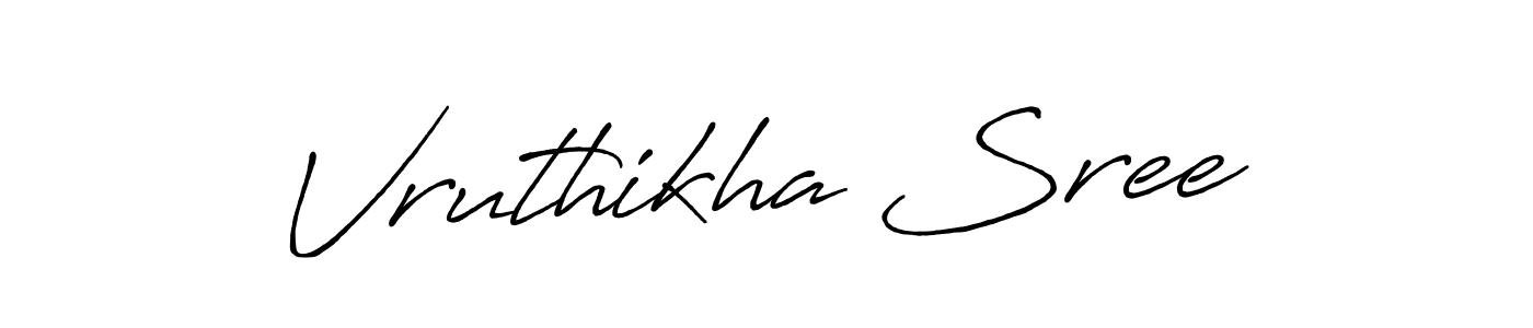 The best way (Antro_Vectra_Bolder) to make a short signature is to pick only two or three words in your name. The name Vruthikha Sree include a total of six letters. For converting this name. Vruthikha Sree signature style 7 images and pictures png