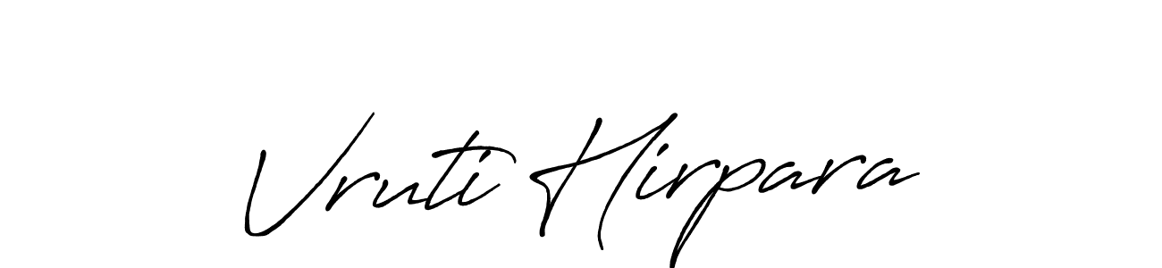 Similarly Antro_Vectra_Bolder is the best handwritten signature design. Signature creator online .You can use it as an online autograph creator for name Vruti Hirpara. Vruti Hirpara signature style 7 images and pictures png