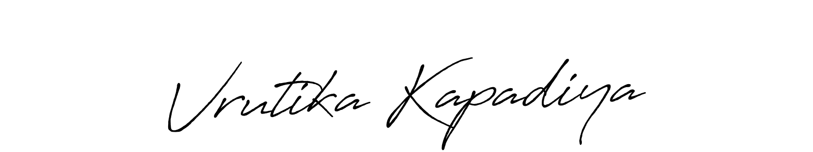 Create a beautiful signature design for name Vrutika Kapadiya. With this signature (Antro_Vectra_Bolder) fonts, you can make a handwritten signature for free. Vrutika Kapadiya signature style 7 images and pictures png