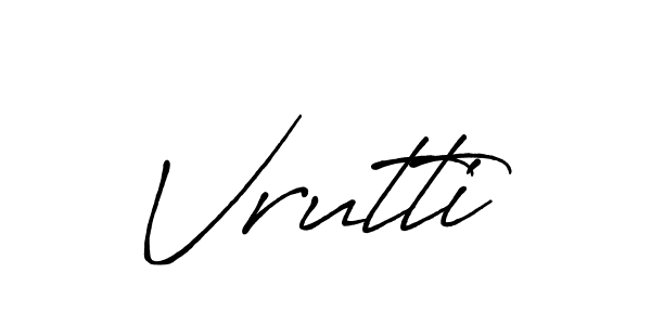 How to make Vrutti name signature. Use Antro_Vectra_Bolder style for creating short signs online. This is the latest handwritten sign. Vrutti signature style 7 images and pictures png