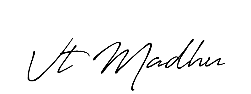 Vt Madhu stylish signature style. Best Handwritten Sign (Antro_Vectra_Bolder) for my name. Handwritten Signature Collection Ideas for my name Vt Madhu. Vt Madhu signature style 7 images and pictures png