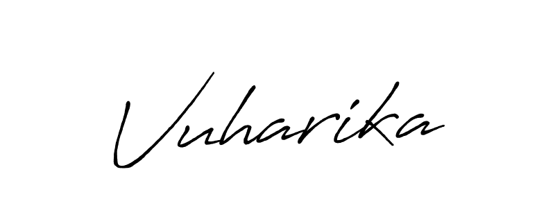 How to make Vuharika name signature. Use Antro_Vectra_Bolder style for creating short signs online. This is the latest handwritten sign. Vuharika signature style 7 images and pictures png