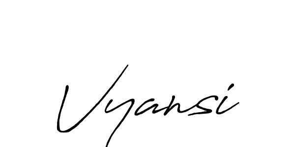 Use a signature maker to create a handwritten signature online. With this signature software, you can design (Antro_Vectra_Bolder) your own signature for name Vyansi. Vyansi signature style 7 images and pictures png