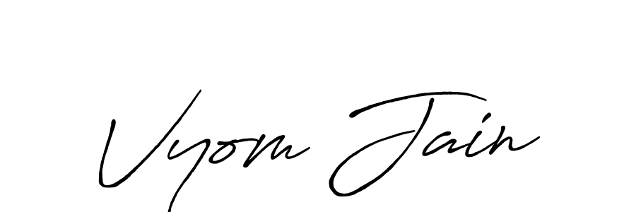 Use a signature maker to create a handwritten signature online. With this signature software, you can design (Antro_Vectra_Bolder) your own signature for name Vyom Jain. Vyom Jain signature style 7 images and pictures png