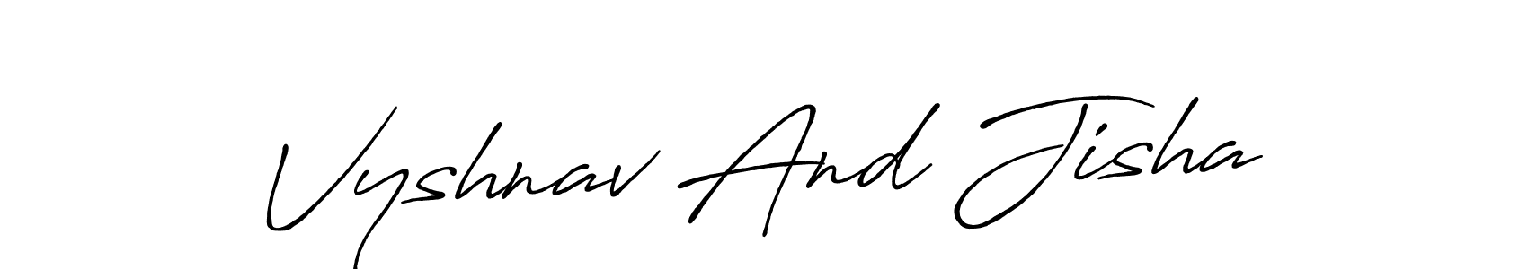 Also we have Vyshnav And Jisha name is the best signature style. Create professional handwritten signature collection using Antro_Vectra_Bolder autograph style. Vyshnav And Jisha signature style 7 images and pictures png