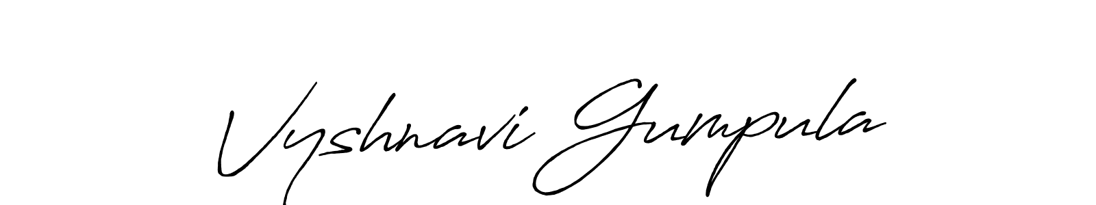 How to make Vyshnavi Gumpula name signature. Use Antro_Vectra_Bolder style for creating short signs online. This is the latest handwritten sign. Vyshnavi Gumpula signature style 7 images and pictures png
