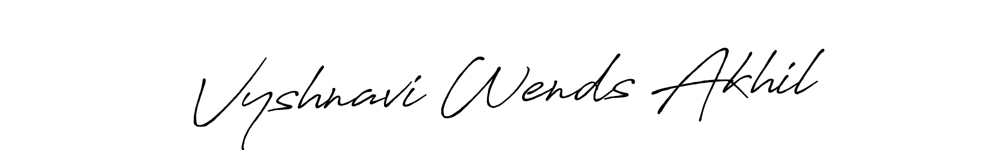 if you are searching for the best signature style for your name Vyshnavi Wends Akhil. so please give up your signature search. here we have designed multiple signature styles  using Antro_Vectra_Bolder. Vyshnavi Wends Akhil signature style 7 images and pictures png