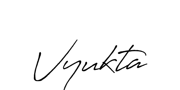 if you are searching for the best signature style for your name Vyukta. so please give up your signature search. here we have designed multiple signature styles  using Antro_Vectra_Bolder. Vyukta signature style 7 images and pictures png