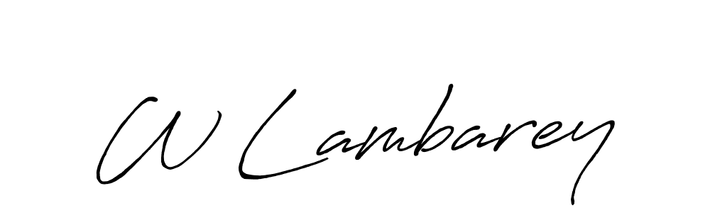 Create a beautiful signature design for name W Lambarey. With this signature (Antro_Vectra_Bolder) fonts, you can make a handwritten signature for free. W Lambarey signature style 7 images and pictures png