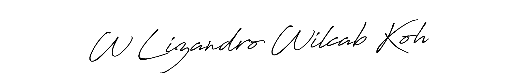 Design your own signature with our free online signature maker. With this signature software, you can create a handwritten (Antro_Vectra_Bolder) signature for name W Lizandro Wilcab Koh. W Lizandro Wilcab Koh signature style 7 images and pictures png