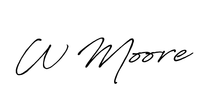 How to make W Moore name signature. Use Antro_Vectra_Bolder style for creating short signs online. This is the latest handwritten sign. W Moore signature style 7 images and pictures png