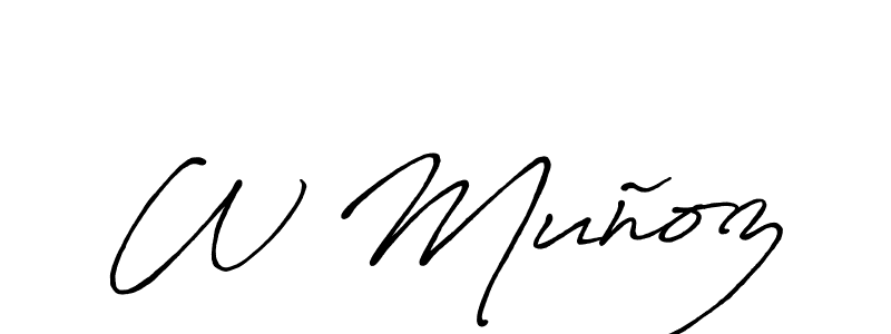 Also we have W Muñoz name is the best signature style. Create professional handwritten signature collection using Antro_Vectra_Bolder autograph style. W Muñoz signature style 7 images and pictures png