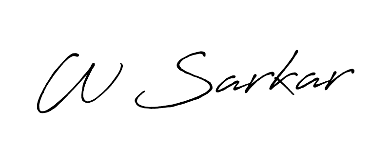 Use a signature maker to create a handwritten signature online. With this signature software, you can design (Antro_Vectra_Bolder) your own signature for name W Sarkar. W Sarkar signature style 7 images and pictures png