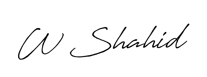 How to make W Shahid name signature. Use Antro_Vectra_Bolder style for creating short signs online. This is the latest handwritten sign. W Shahid signature style 7 images and pictures png