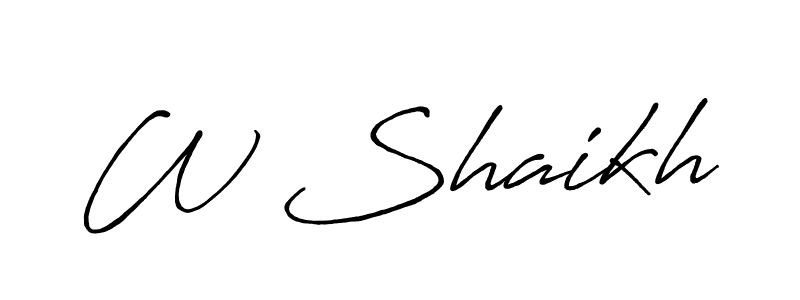 Design your own signature with our free online signature maker. With this signature software, you can create a handwritten (Antro_Vectra_Bolder) signature for name W Shaikh. W Shaikh signature style 7 images and pictures png