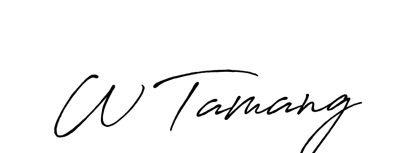 Create a beautiful signature design for name W Tamang. With this signature (Antro_Vectra_Bolder) fonts, you can make a handwritten signature for free. W Tamang signature style 7 images and pictures png