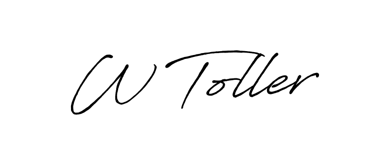 Create a beautiful signature design for name W Toller. With this signature (Antro_Vectra_Bolder) fonts, you can make a handwritten signature for free. W Toller signature style 7 images and pictures png