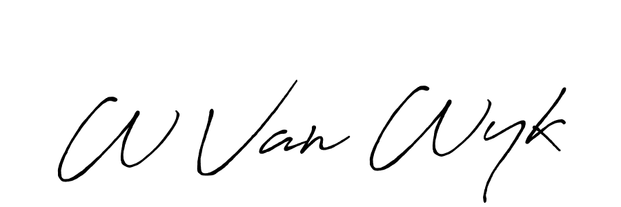 How to make W Van Wyk name signature. Use Antro_Vectra_Bolder style for creating short signs online. This is the latest handwritten sign. W Van Wyk signature style 7 images and pictures png
