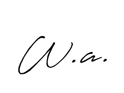 Make a beautiful signature design for name W.a.. With this signature (Antro_Vectra_Bolder) style, you can create a handwritten signature for free. W.a. signature style 7 images and pictures png