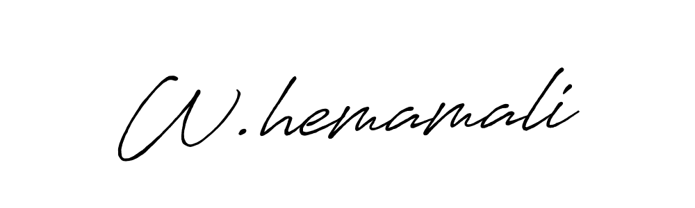 The best way (Antro_Vectra_Bolder) to make a short signature is to pick only two or three words in your name. The name W.hemamali include a total of six letters. For converting this name. W.hemamali signature style 7 images and pictures png