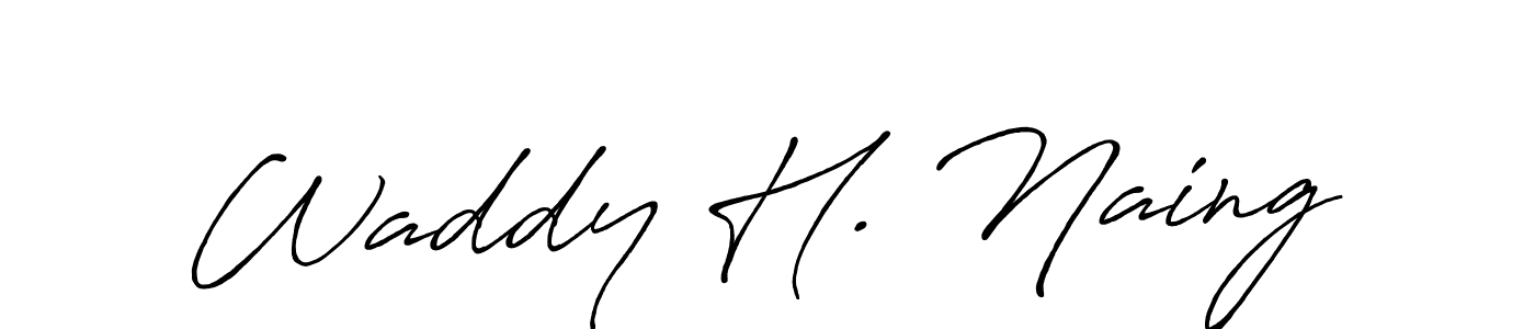 Use a signature maker to create a handwritten signature online. With this signature software, you can design (Antro_Vectra_Bolder) your own signature for name Waddy H. Naing. Waddy H. Naing signature style 7 images and pictures png
