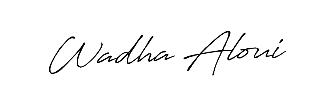 Also You can easily find your signature by using the search form. We will create Wadha Aloui name handwritten signature images for you free of cost using Antro_Vectra_Bolder sign style. Wadha Aloui signature style 7 images and pictures png