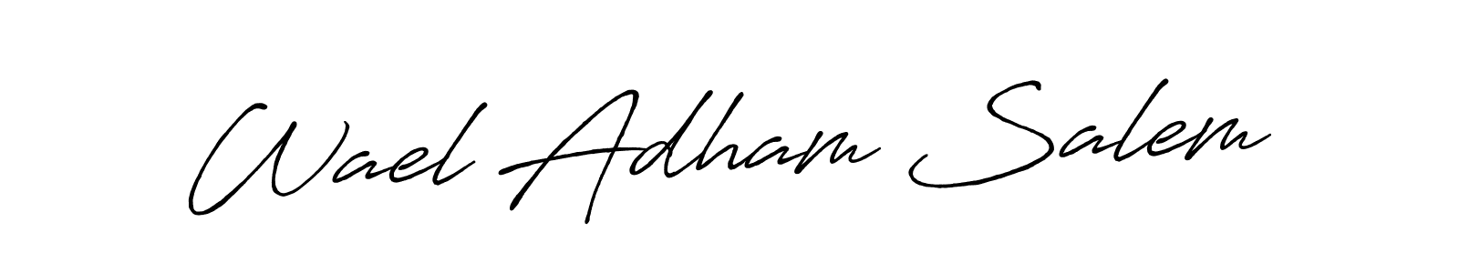 Create a beautiful signature design for name Wael Adham Salem. With this signature (Antro_Vectra_Bolder) fonts, you can make a handwritten signature for free. Wael Adham Salem signature style 7 images and pictures png